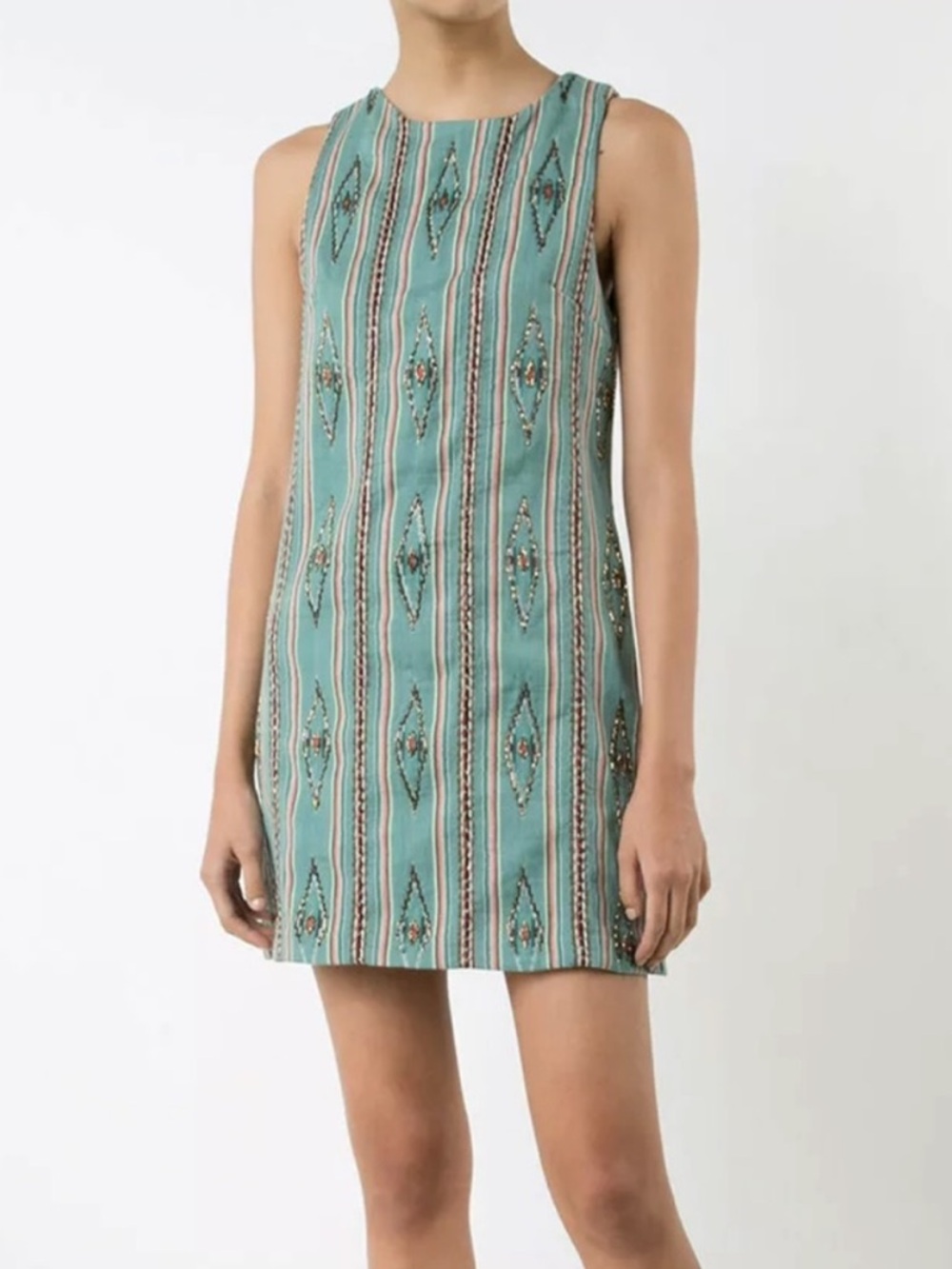 Alice & Olivia Clyde Teal Embroidered Shift Dress